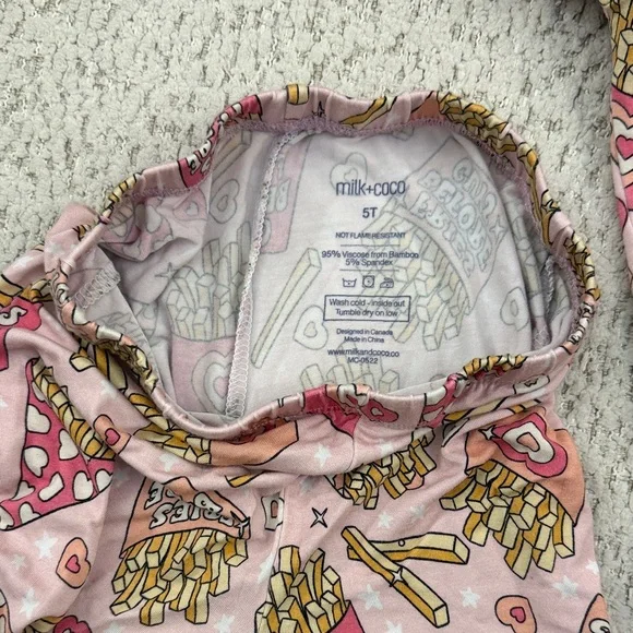 Bamboo Kids Pajama Set with Fun Food Print - Picture 4 of 4